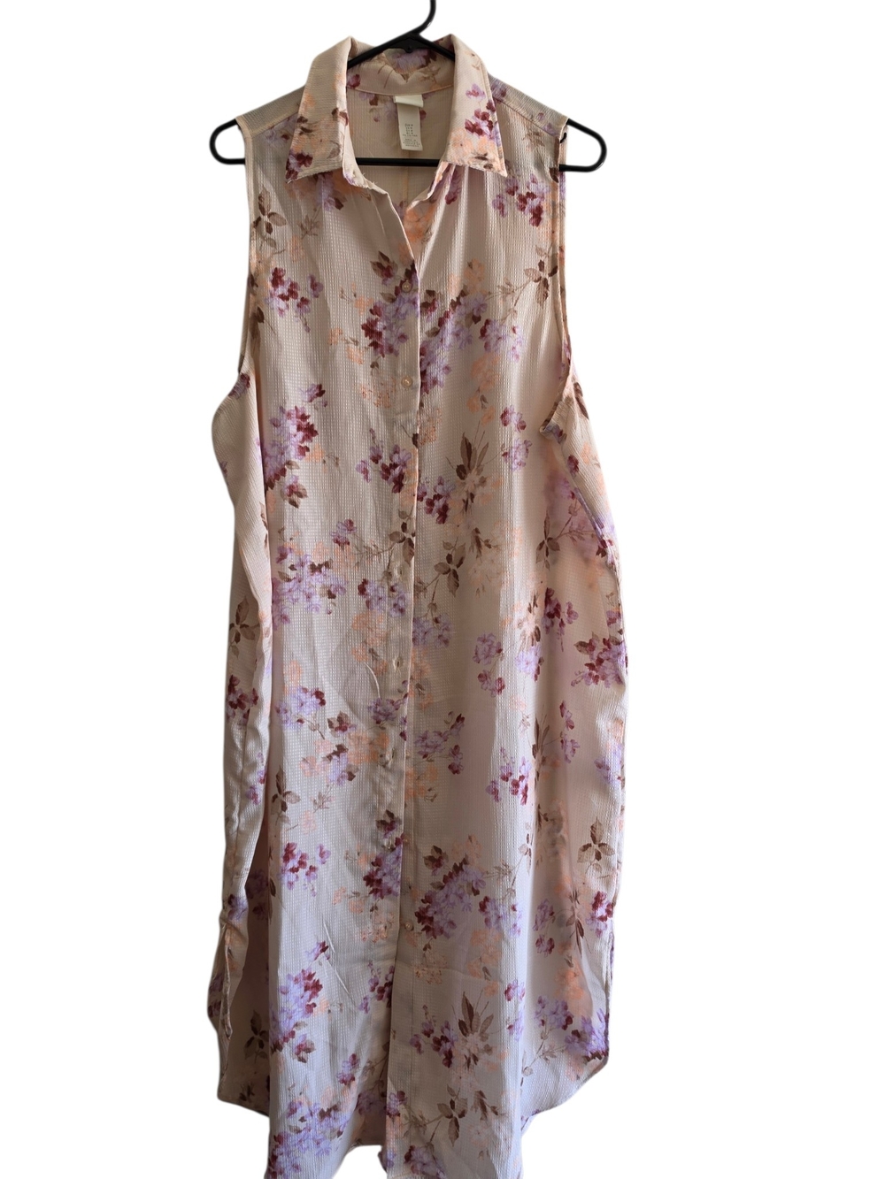 H&M Blush Pink Sleeveless Floral Midi Dress
